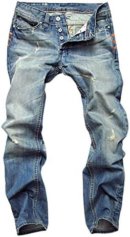 Ангонџивел мажите искинаа директни дупки за велосипедисти затегнати модни фармерки потресени панталони со патент со копче за патент