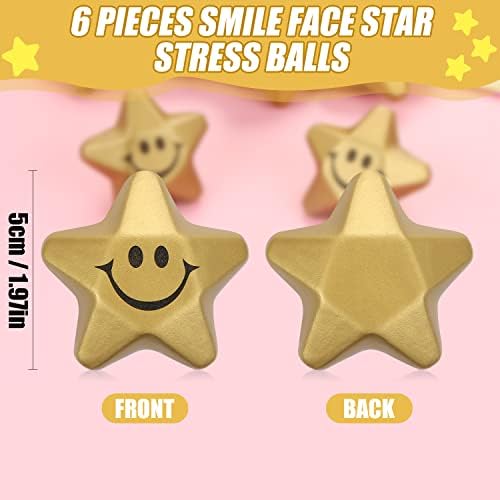 6 парчиња starвезда насмевка на лицето стрес топки, мини starвездени пена стрес топки Стрес олеснување на starвездите Смешни смешни