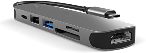 USB C Hub, 6 во 1 АЛУМИНИУМСКИ USB-C Адаптер со HDMI 4k Адаптер, USB-C Испорака На Енергија, Sd И Micro SD Читач На Картички Компатибилен