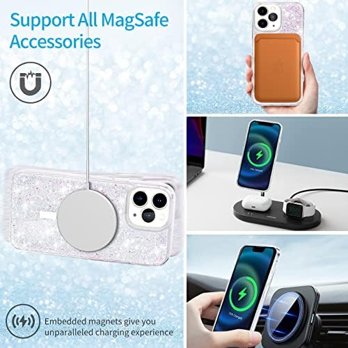 Абитред Магнетна Кутија за iPhone 12 Pro Max [Компатибилен Со MagSafe] [Анти Пожолтување] Магнетна Обвивка Со Блинг Искра За