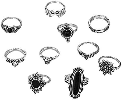 Womenенски прстени женски прстени мода 11 парчиња/постави сини боемски ангажман прстени жени гроздобер сребро стабилно свадбени прстени накит подарок
