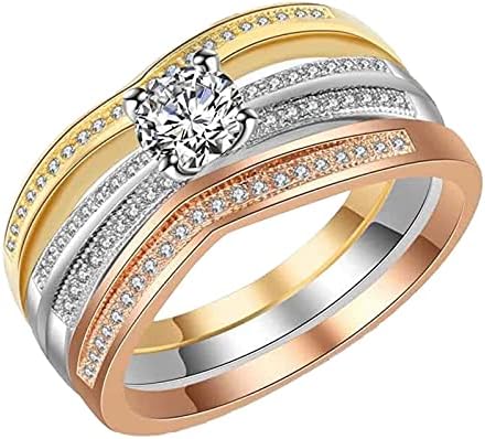 Женски накит прстени 3 компјутери мода цирконија резба ретро венчален прстен женски моден кристал стабилен ангажман прстени венчален