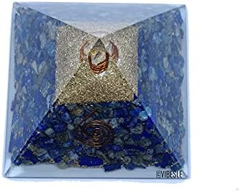 Vibesle Lapis Lazuli Gemstone Tree & Crystal Orgone Pyramid | Фенг Шуи декор Буда соба Бонсаи канцеларија табела со среќа дар духовен