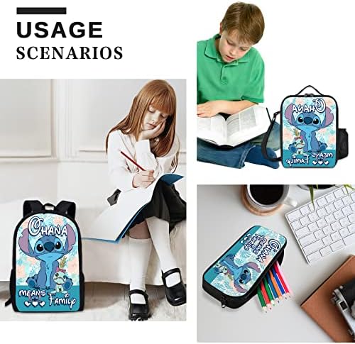МФИВЕНА Тинејџери за цртани торби поставени ранец за девојчиња момчиња 17 '' лаптоп книжарница со изолирана торба за торбички со висок