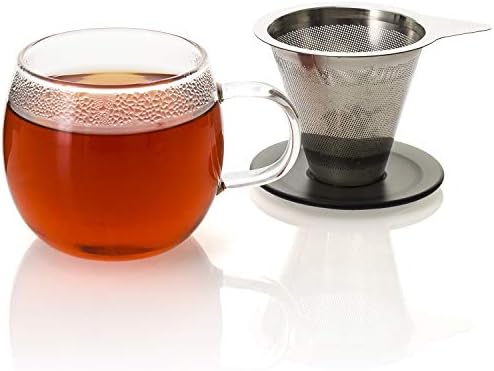 Чаша чај со чај од стаклена чај со цедалка, 12 мл/355мл, јаглен