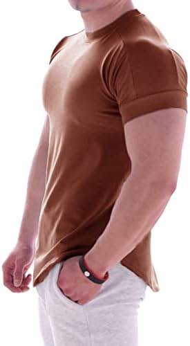 Magiftbox Mens Muscle Muscle Cotton Lightweate тренинг со кратки ракави маички за салата пот T24