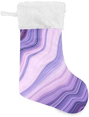 КИГАИ 1 Пак Божиќни чорапи со виолетова мермер печати, кадифен манжетен камин Божиќ што виси чорапи за украси за семејни празнични