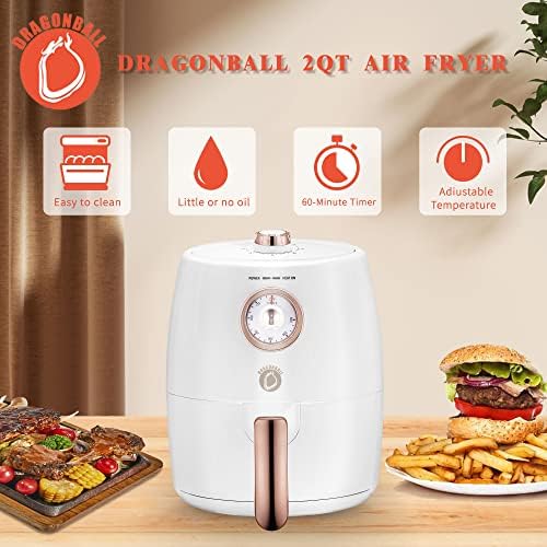 Dragonball 2 Qt Air Fryer, мал воздух за воздух за погодност, брза, не-стабилна и машина за безбедна машина за миење садови, пржење