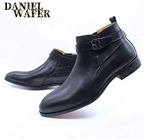 Даниел Вафер луксузни машки чизми обични чевли со црно кафеаво лизгање на брада лента за глуждови, свадбени канцеларии формални