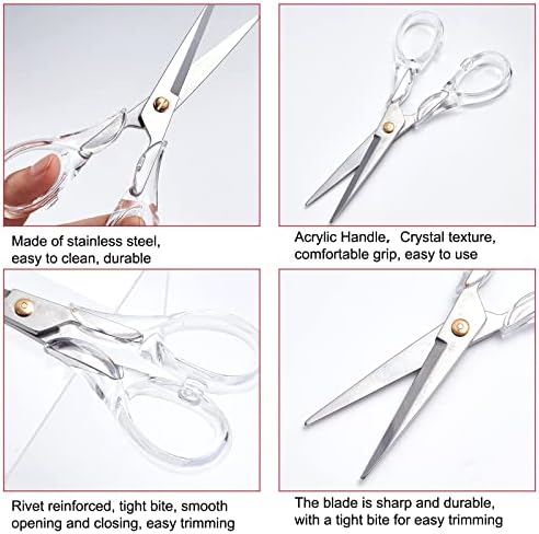 Sunnyclue 6,3 инчи акрилни рачки ножици канцелариски ножици од не'рѓосувачки челик за ножици за хартија ножици ножици ножици од не'рѓосувачки челик