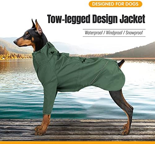 Омопи водоотпорна јакна за кучиња, кучиња дождовни палто за отворено, кучиња зимски ветровозоиран водоотпорен палто со рефлексивна лента,
