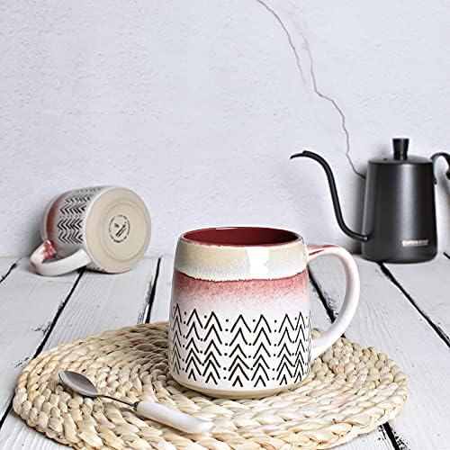 Босмарлин Голем керамички кафе кригла од 2, 16 мл, црвена чаша чај од црвена боја за канцеларија и дома, машина за миење садови и микробранови