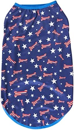 Коска американска starвезда 4-ти јули морнарица сина лента кучиња маици памучни миленичиња облека средна 16 должина на задниот дел
