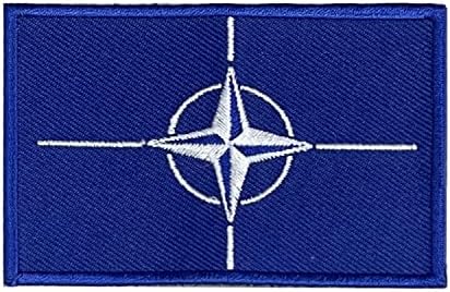 А-Еден Армбанд воен воен нато везена лепенка + знаме на Шилд на НАТО, Топлова лепенка, Атлантска Организација на договорот,