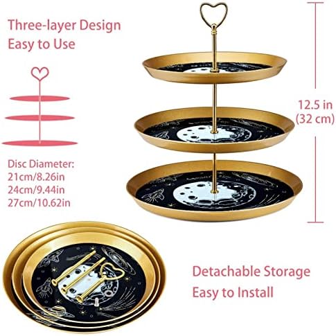 3 нивоа десерт штанд со кекс овошна плоча пластична служба на држач за приказ за свадба роденден за бебиња туш чај украси, рунда, модерна