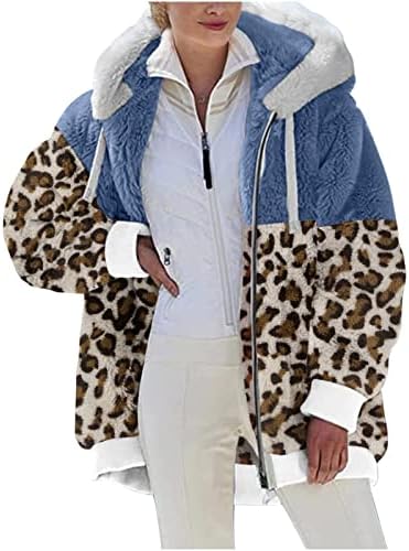 Foviguo загреан палто за жени, класичен долг ракав пад деловна јакна жени преголема поштенска цврста качулка мека мека