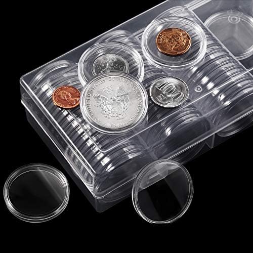 120 Парчиња Држач За Куќиште За Монети Од Сребрен Долар за Колекционери 40,6 мм Сребрена Лента Пластични Капсули Со Тркалезни Монети
