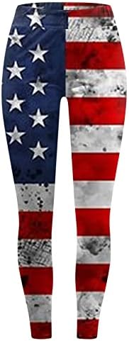 Американски хеланки на знаме за жени starsвезди и ленти за подигнување печатени јога панталони Обични салата за атлетски задник