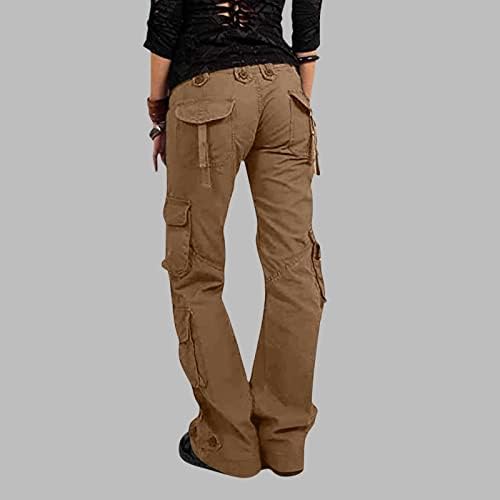ZLOVHE карго панталони, женски торбички панталони гроздобер со џебови широки панталони за нозе лабави комбинезони долги панталони карго