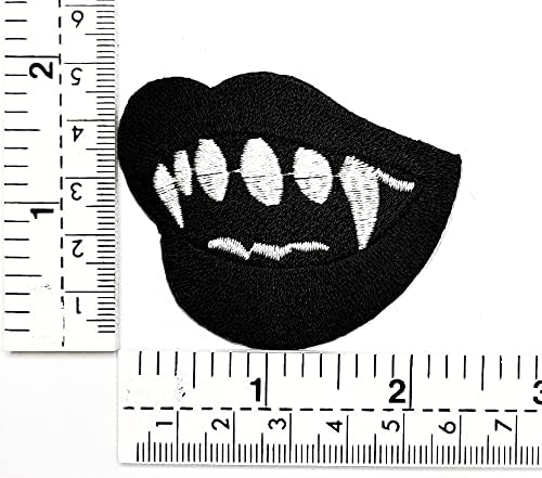 HHO Patch Set 3 парчиња. Секси црни усни дух вампир железо на везени закрпи вампирски усни и фанги цртан филм мотив Апликација за вез