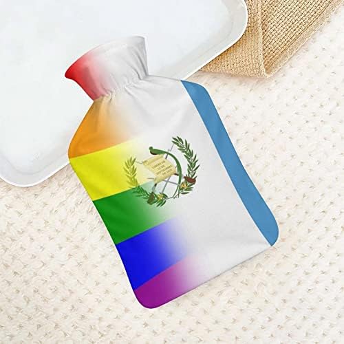 ЛГБТ гордоста Гватемала знаме со топла вода со мека покривка 1L голема класична потопла торба за нозе на рамо на вратот на вратот