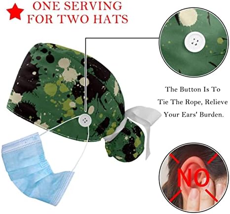 Шарени точки зелени 2 парчиња прилагодливи буфонски капи со копчиња и обвивки за вратоврска на главата на лентата за џемпери