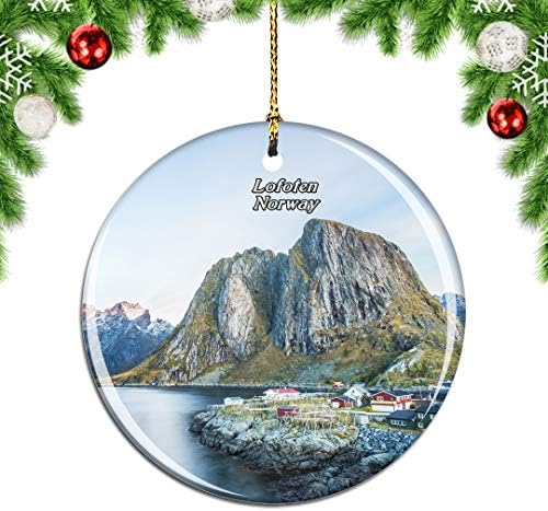 Недела Норвешка Зора Лофотен Божиќ Божиќно дрво украс украс виси приврзок декор градски патувања сувенири колекција двострана порцелан
