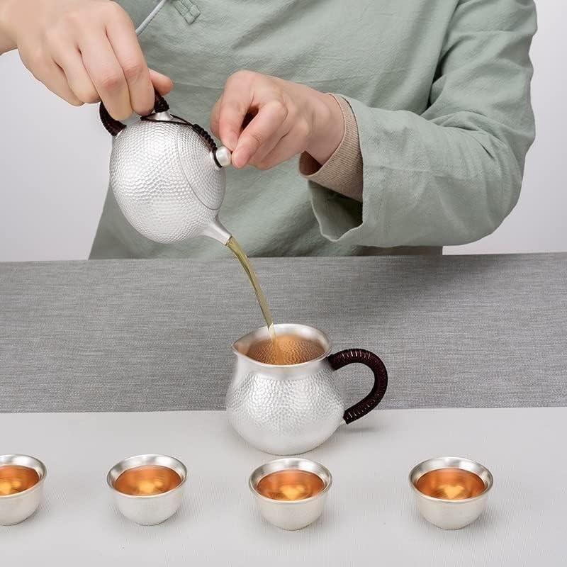 Сребрен тенџере со чајник 999 Стерлинг сребрен чајник правејќи чајник за употреба на домаќинства за готвење сет мал чај од сребро