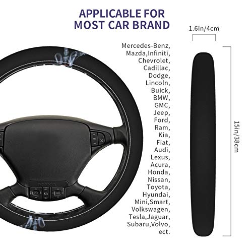Смешни Череп Зашиени кожа капакот на воланот динамичен дизајн универзална големина, погоден за повеќето волани на автомобилот