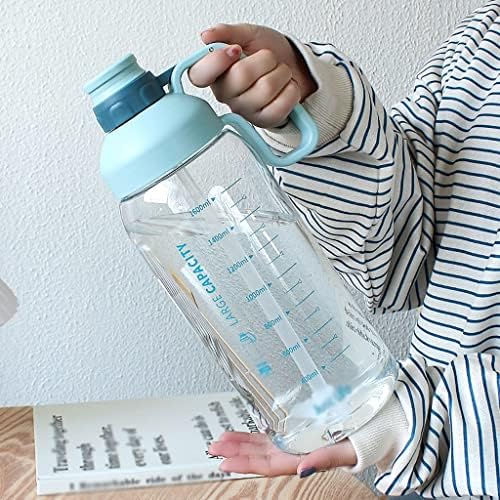 JGATW спортско шише 1.8L спортско шише со вода со временски маркер на отворено преносно вода чаша со слама фитнес шише голем капацитет