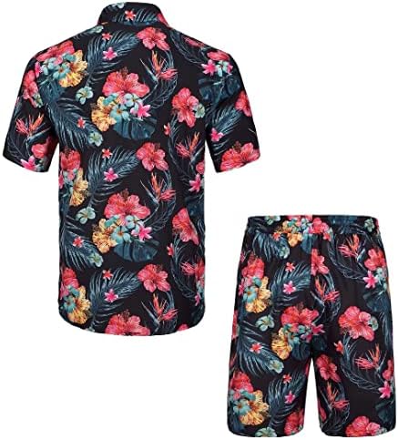 Цветна кошула за мажи на Зусмен, Хавајски поставува летни плажа тропски обични кошули костуми
