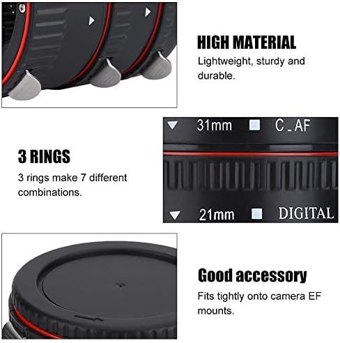 Yoidesu Auto Focusing Macro Extension Lens Adportory, адаптерски цевки прстени поставени за канонска камера EF монтажа, издржлив леќа за леќи