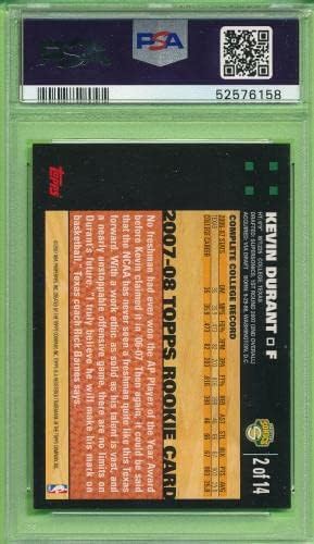 Секси PSA 8 nm Mint Kevin Durant Rookie 2007 Топс 2 оценет NBA High-end *TPHLC-картички за дебитантска кошарка