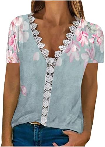 Женска фустана капчиња чипка за спојување на маица симпатична цветна графичка тунична врвови за тинејџерски девојки тенок вклопат