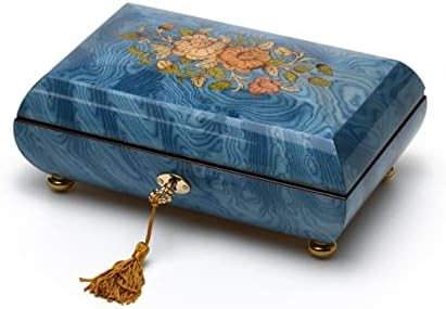 Рачно изработено светло сино цветно вметнување италијански 30 белешки музички кутија - Приказни од Виенската шума