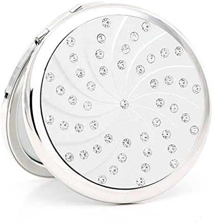WODMB Сребрена рунда преносна шминка време за да изврши преносен подарок за девојка со мала огледало