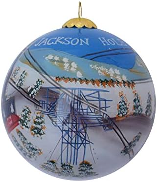 Рачно насликан стакло Божиќно украс - Зимска трамвај acksексон дупка
