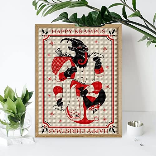 Merry Krampus Goat Diamond Kit Kit Art Art Art Pictures DIY целосна вежба Дома додатоци Возрасни подароци за домашен wallид декор 12