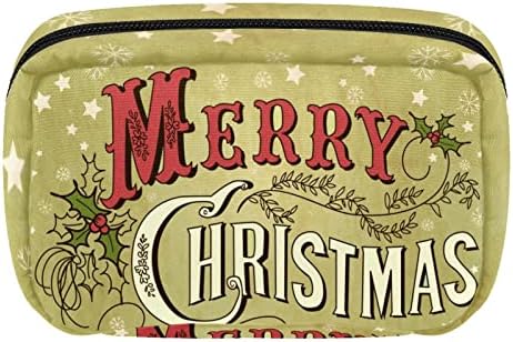 Чанта за шминка на униси, Среќен Божиќ Торба За Козметика Со Букви Пренослива Торба За Патнички Воз Организатор На Куќишта Алатки За Додатоци