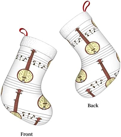Waymay Banjo Model Christmas Stocking 18 инчи Божиќ што виси чорап класичен празник за украсување чорапи