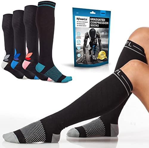 Powerlix Компресија Чорапи За Жени &засилувач; Мажите За Невропатија Оток Болка Олеснување 20-30 mmHg Медицински колено-високи Чорапи