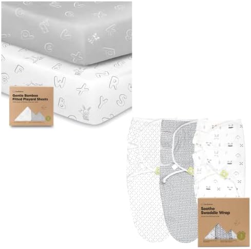 Keababies 2 -пакувања мини за креветчиња, пакувања и играчки листови опремени и 3 -пакувања органски торбички за спиење на бебиња