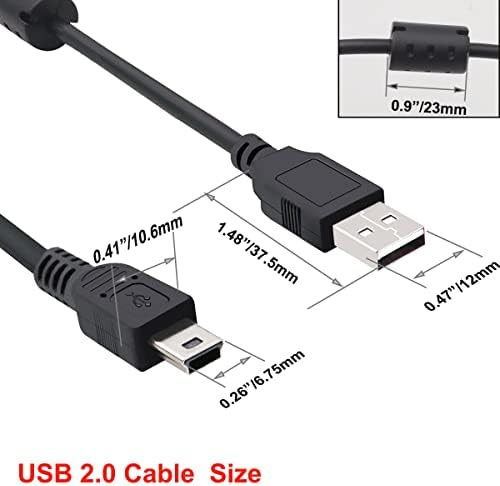 Taiss UC-E6 / UC-E16 USB кабел за полнење со USB, долг 10ft, замена за дигитална камера USB кабел за пренесување на податоци за