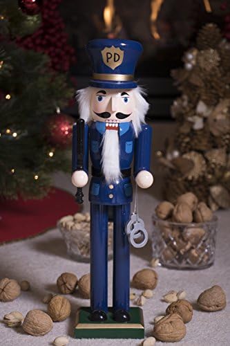 Умен креации полицаец 15 инчи Традиционален дрвен оревчекер, празничен Божиќен декор за полици и табели