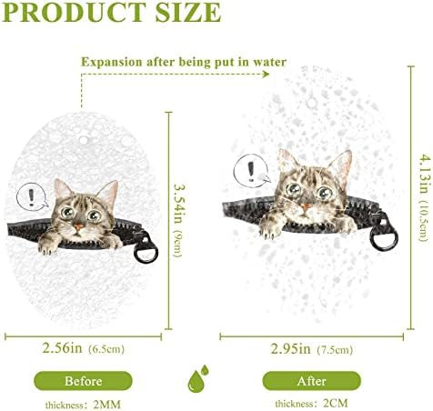 Алаза 3Д смешна симпатична мачка природна сунѓер кујна целулоза сунѓери за садови миење на бања и чистење на домаќинства, не-крик