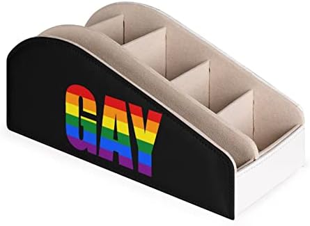 Геј гордост ЛГБТ држач за далечински управувач со 6 оддели ПУ кожени табели за складирање на табели за домашна канцеларија за домашна