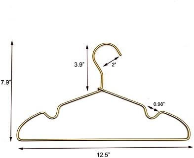 Koobay 12,5 ”злато Мет метална палто закачалка, 30 парчиња, закачалка за деца со стандардна облека, закачалки за облека за плакари за организација