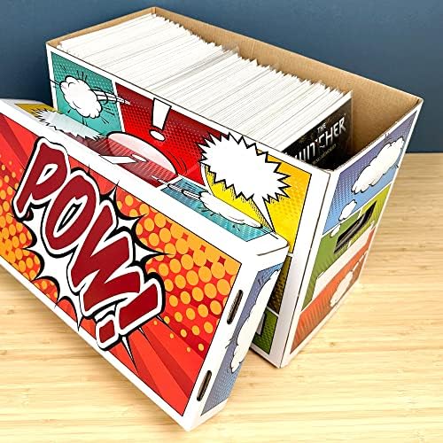 BCW Art Pow! Кратка кутија за складирање на стрипови | Има 150-175 стрипови | Брановиден картон со двојно идови |