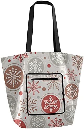 Божиќна снегулка 09 преклопна торба за рамо на рамото, повторно употребена торба за намирници за намирници