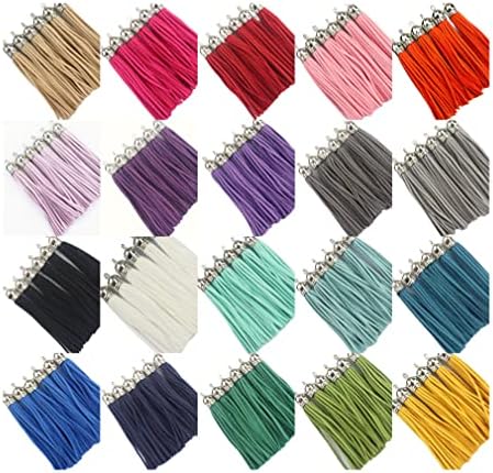 Мешана боја Faux Suede Tassel кожа шарм со капаче CCB за клучеви за мобилни телефони со приврзоци за накит за накит